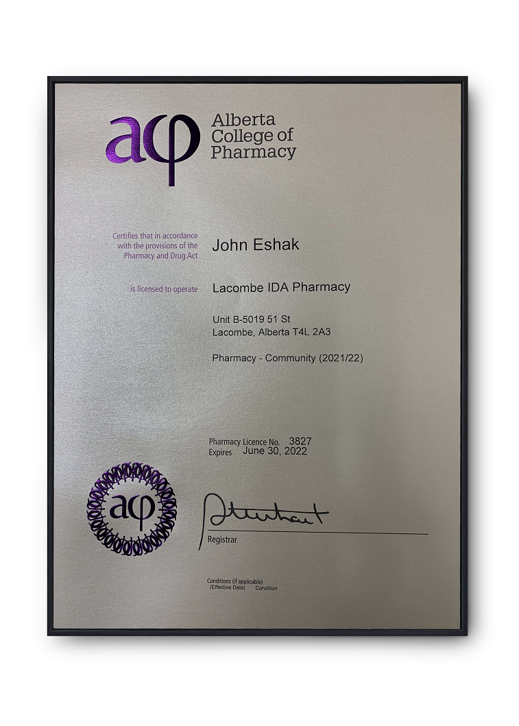 IDA Pharmacy Certificate